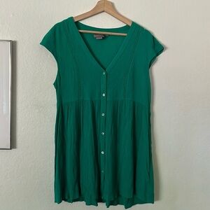 Anthropologie Vanessa Virginia Button Front Babydoll Dress in Green Sz M